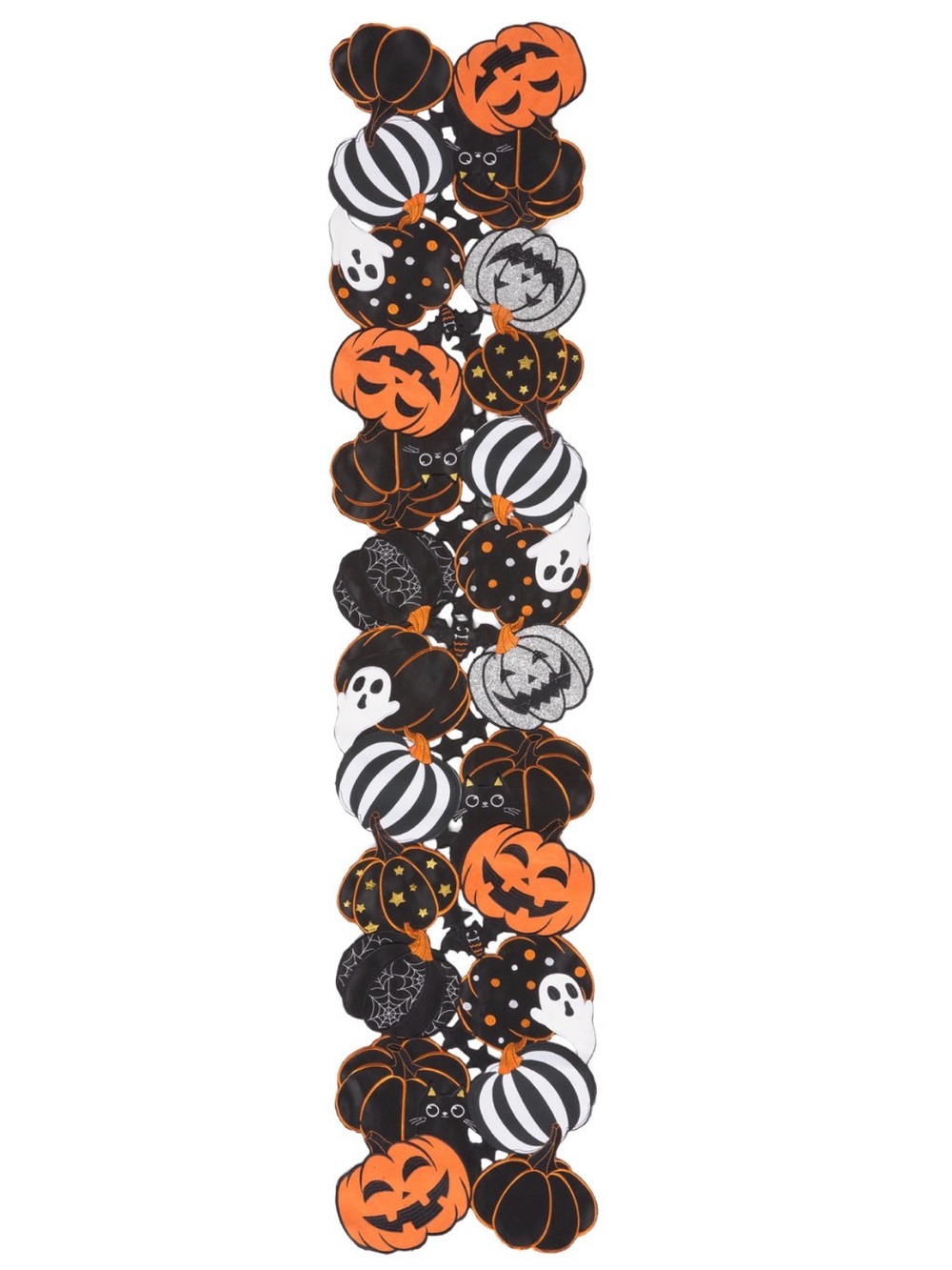 Nicole Miller Home Halloween Haunted Pumpkin Black Cat Ghost Table Runner